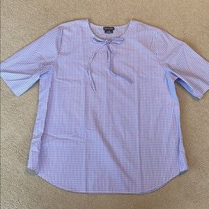 Van Heusen Pink Blue Gingham Short Sleeve Neck top in Size L